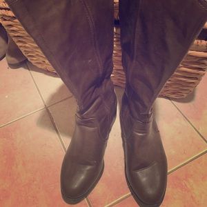 Brown knee-high wide calf boots